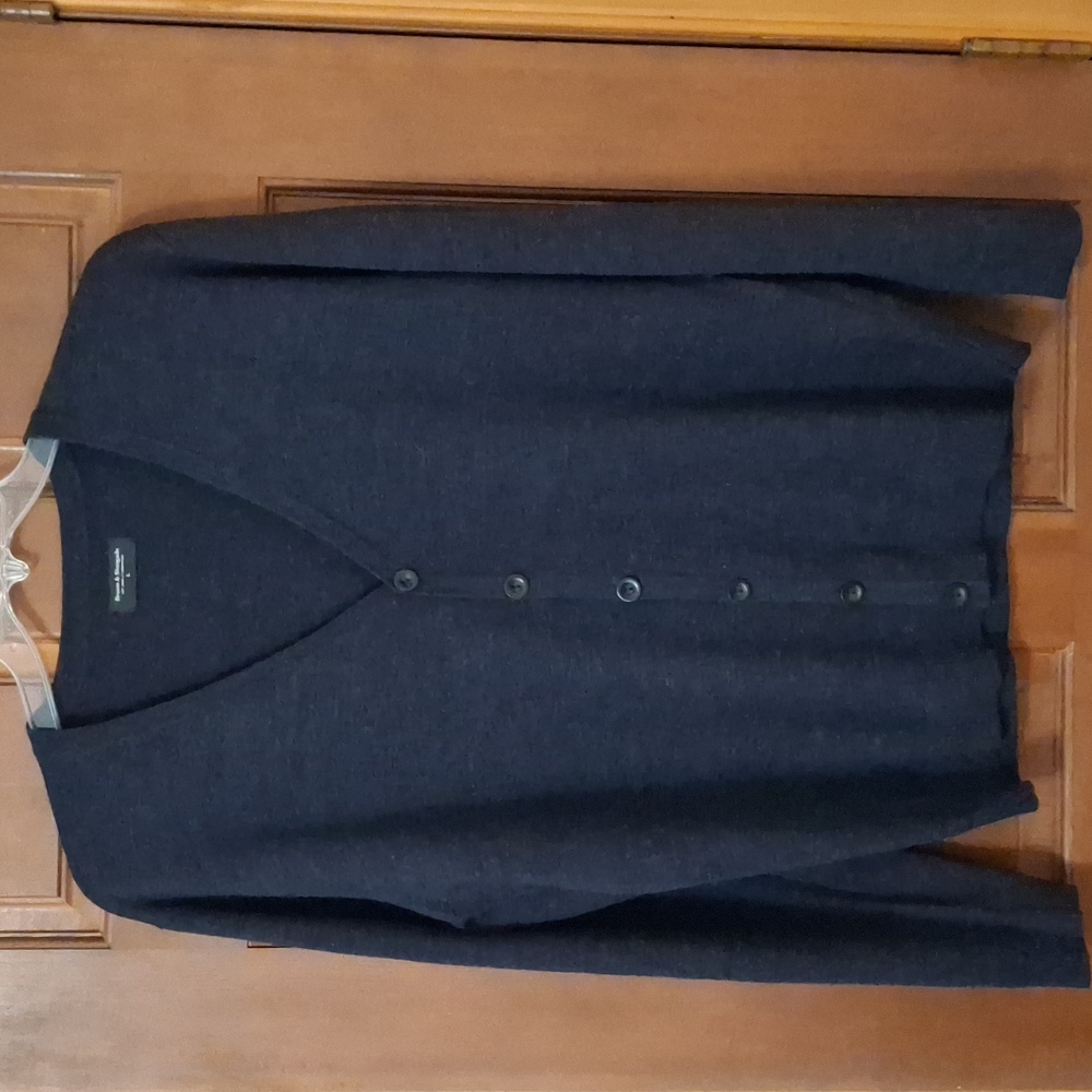 Brunn & Stengade Dark Blue V-Neck 6 Button Cardigan Sweater